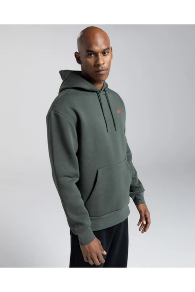 Kappa Authentic Fuji Erkek Haki Oversize Hoodie - Resim 3