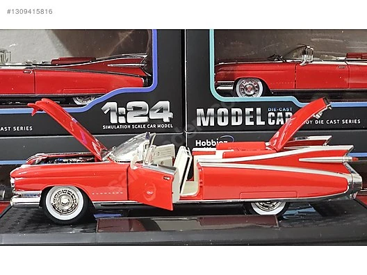 Hobbiez World Cadillac Eldorado Biarritz Convertible Diecast 1959 Kırmızı Model Araba ürün görseli 1