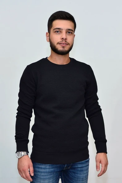 20179 Sıfır Yaka Erkek Sweat Siyah 2017902 ürün görseli 1