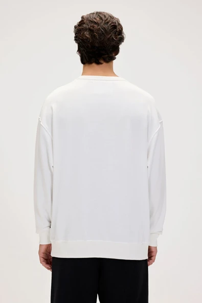Bad Bear Javed Beyaz Erkek Baskılı Sweatshirt - Resim 4