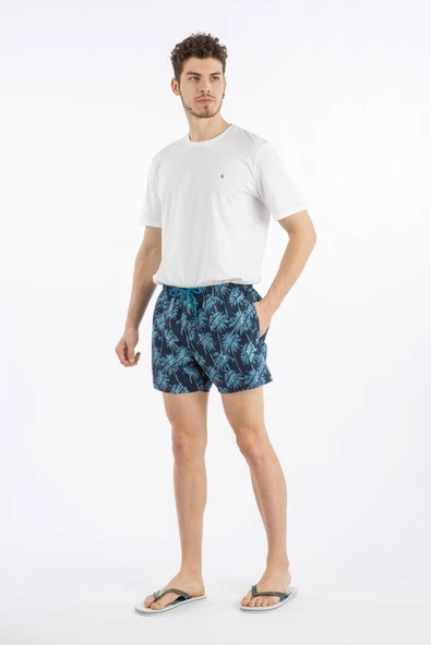 Erkek Desenli Swim Şort Mavi ürün görseli 1