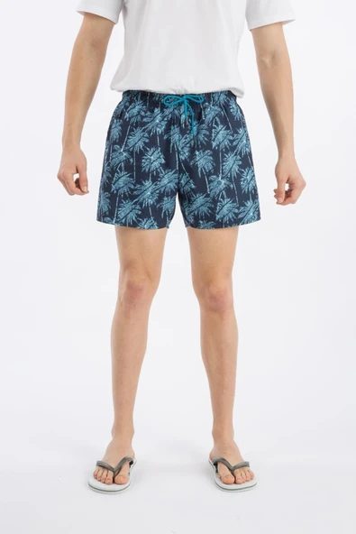 Erkek Desenli Swim Şort Mavi - Resim 3