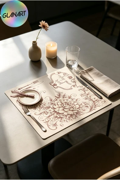 30 adet 28x41 cm ebatlarında masa üstü kraft amerikan servis kağıdı çiçek desen ürün görseli 1