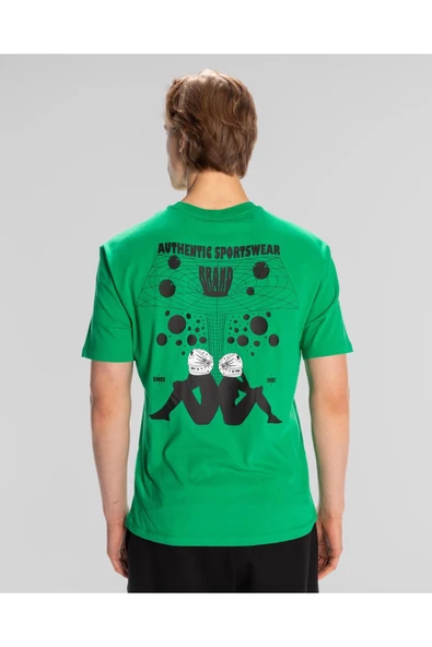 Kappa Authentic Space Jump T-Shirt Erkek Yeşil Regular Tişört - Resim 4