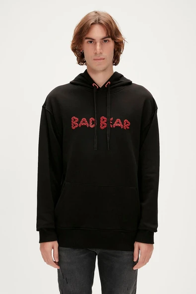 3D Bad Hoodie Siyah Kapüşonlu Erkek Sweatshirt ürün görseli 1