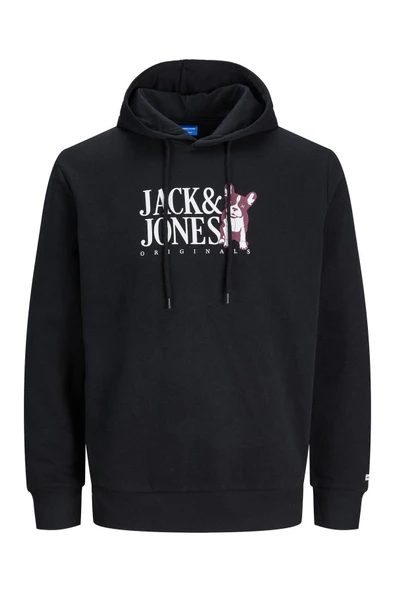 Jack & Jones Jorbeware Sweat Hood Fst Erkek Siyah Sweatshirt 12244219-Black ürün görseli 1
