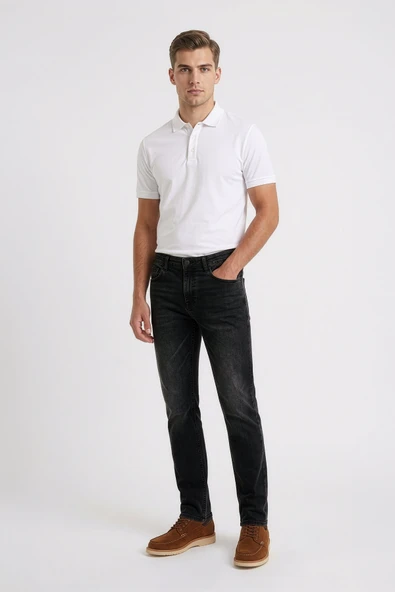 Erkek Antrasit Slim Fit Likralı Jean Pantolon ürün görseli 1