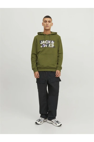 Jack & Jones Logolu Kapüşonlu Sweatshirt - Dust - Resim 2