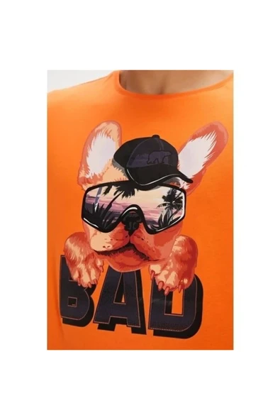 Bad Bear Spark Turuncu Baskılı Erkek Tişört - Resim 3