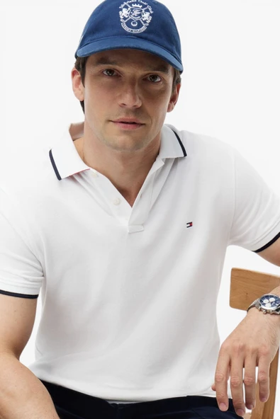 Tommy Hilfiger   PIQUE UNDERCOLLAR REG POLO Erkek Beyaz Polo - MW0MW42748 ürün görseli 1