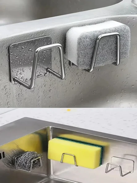 Mucit Home 1 Adet Paslanmaz Krom Yapışkanlı Bulaşık Süngeri Tutucu Ve Evye Düzenleyici Süngerlik ürün görseli 1
