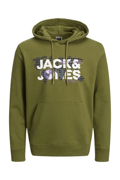 Jack & Jones Logolu Kapüşonlu Sweatshirt - Dust - Resim 5