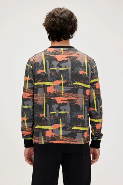 Bad Bear Flame Siyah Erkek Baskılı Sweatshirt - Resim 2