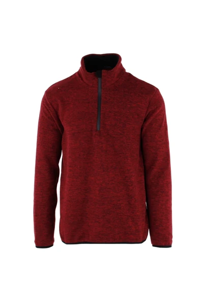 Half Zip Melange Polar M Erkek Bordo Sweatshirt 2012125-18 ürün görseli 1