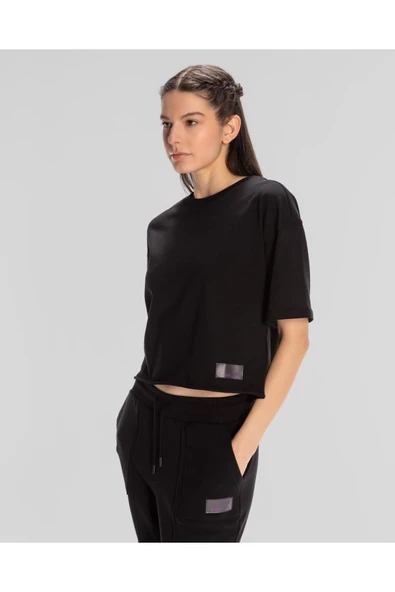 Authentic Lily Kadın Siyah Regular Tişört - Resim 2