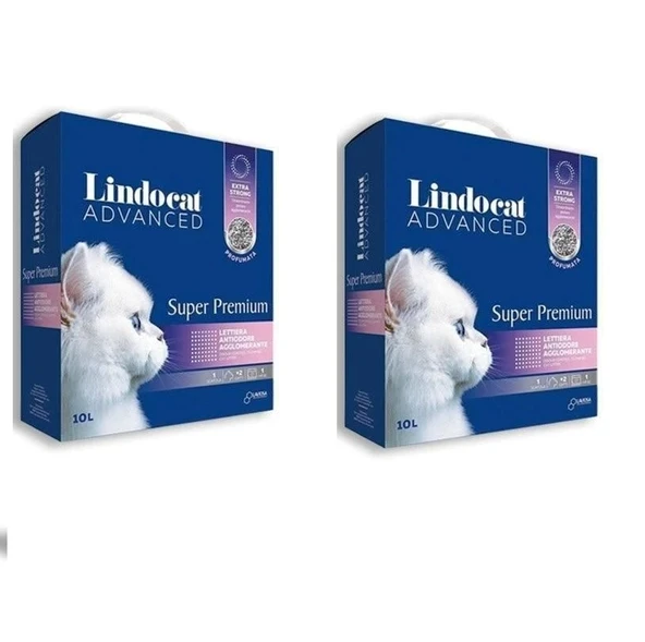 LindoCat Advanced Süper Premium Extra Strong Bebek Pudralı Topaklaşan Kedi Kumu 10 Lt. X 2 Adet ürün görseli 1