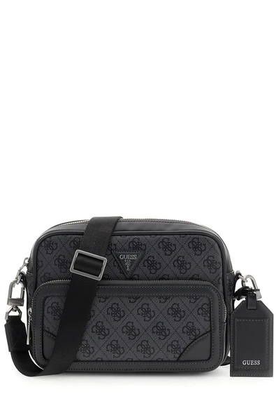 Guess Milano Çift Fermuarlı  Askılı Erkek Siyah Çapraz Çanta HMMILLP6222-BTH ürün görseli 1
