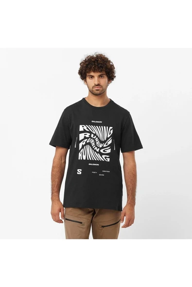 SALOMON Running Graphic SS Tee M LC2218800 ERKEK SİYAH Tişört ürün görseli 1