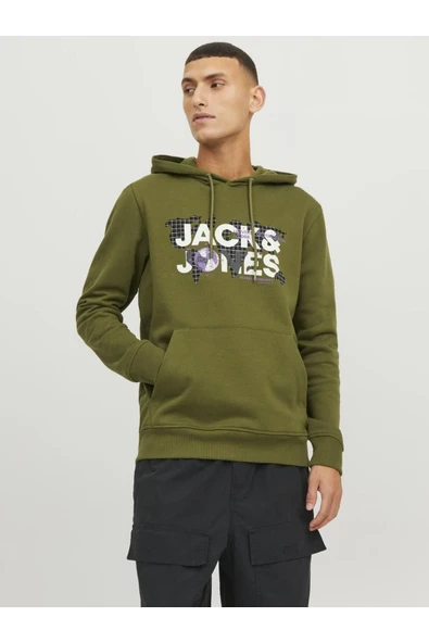 Jack & Jones Logolu Kapüşonlu Sweatshirt - Dust ürün görseli 1