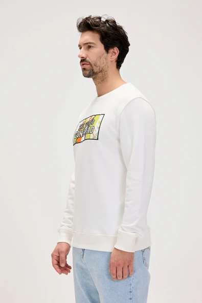 Bad Bear Caen Beyaz Erkek Baskılı Sweatshirt - Resim 5