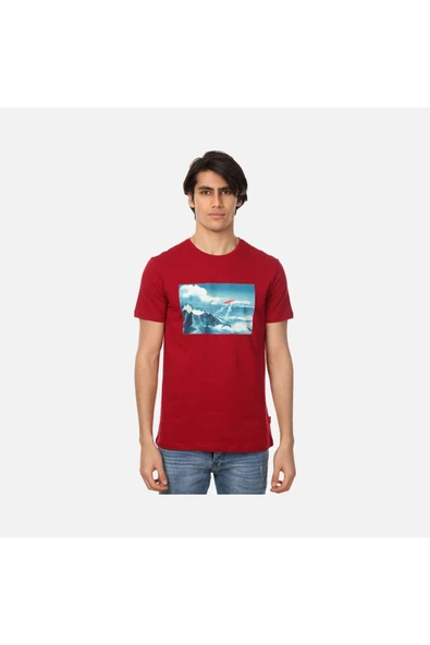 John Frank Free Erkek Bordo Baskılı T-shirt ürün görseli 1