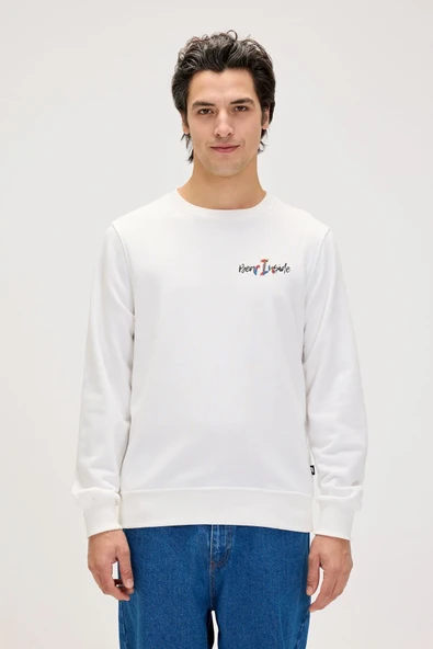 24.02.12.022 Splashy Crewneck Erkek Sweatshirt Beyaz ürün görseli 1