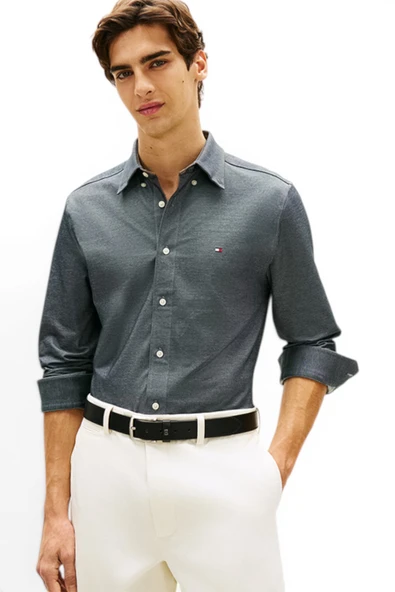 Tommy Hilfiger   PERFORMANCE PIQUE OXFORD Erkek Mavi UK Gömlek - MW0MW41781 ürün görseli 1