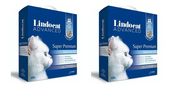 LindoCat Advanced Süper Premium Multi Cat Bikarbonatlı Kokusuz Topaklaşan Kedi Kumu 10 Lt. X 2 Adet ürün görseli 1