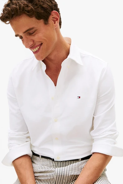 Tommy Hilfiger   PERFORMANCE PIQUE OXFORD Erkek Beyaz UK Gömlek - MW0MW41781 ürün görseli 1