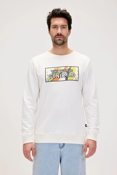 Caen Beyaz Erkek Baskılı Sweatshirt ürün görseli 1