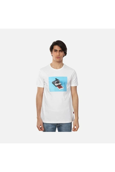 JOHN FRANK Erkek Beyaz Baskılı T-shirt ürün görseli 1