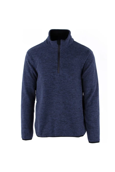 Erkek Lacivert Half Zıp Melange Peluş Polar ürün görseli 1