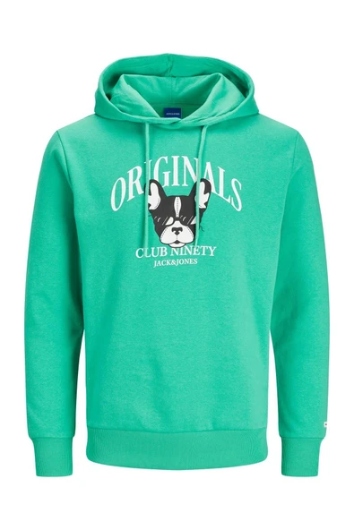 Jack & Jones Erkek Beware Baskılı Kapüşonlu Sweatshirt 12244219 Yeşil ürün görseli 1