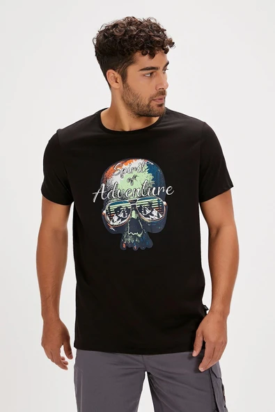 Bad Bear Bean Siyah Baskılı Erkek Tişört - Resim 4