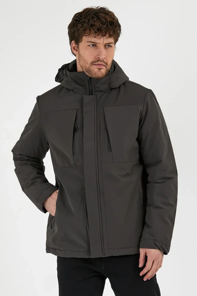Erkek H Winter Jacket M - Antrasit - Resim 4