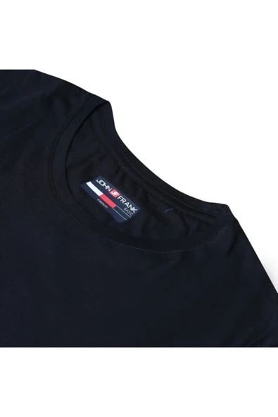 John Frank Erkek Lacivert Basic T-shirt - Resim 3