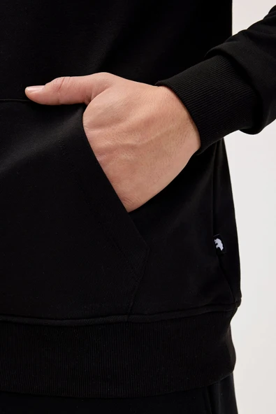 Bad Bear Mono Siyah Erkek Kapüşonlu Sweatshirt - Resim 4