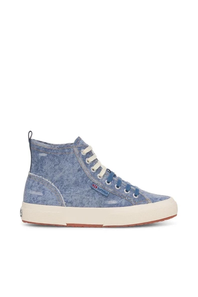 Superga 2573 Cotton Denim Destroyed Unisex Beyaz Bilekli Sneaker ürün görseli 1