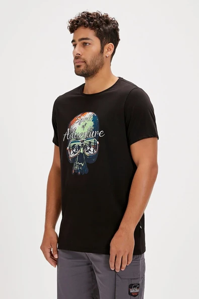 Bad Bear Bean Siyah Baskılı Erkek Tişört - Resim 3