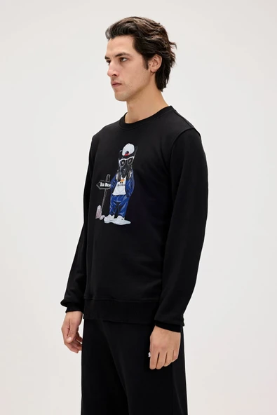 Bad Bear Panther Siyah Erkek Sweatshirt - Resim 2