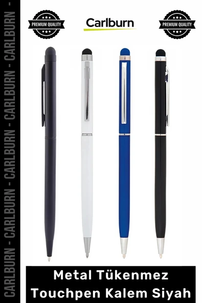 #Kalem Logo Baskılı Kurumsal Hediye Lüks Şık Dokunmatik Metal Tükenmez Touchpen Kalem Siyah ürün görseli 1