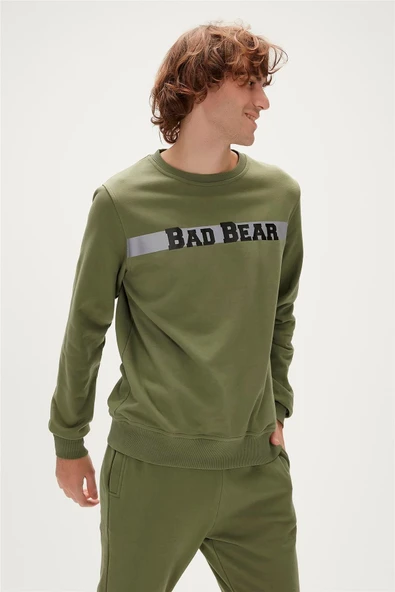 Bad Bear Reflect Bear Crewneck Thyme Yeşil Erkek Sweatshirt - Resim 4