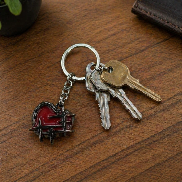 Gotik Kalp Anahtarlık Kırmızı Siyah Metal Unisex Aksesuar ürün görseli 1