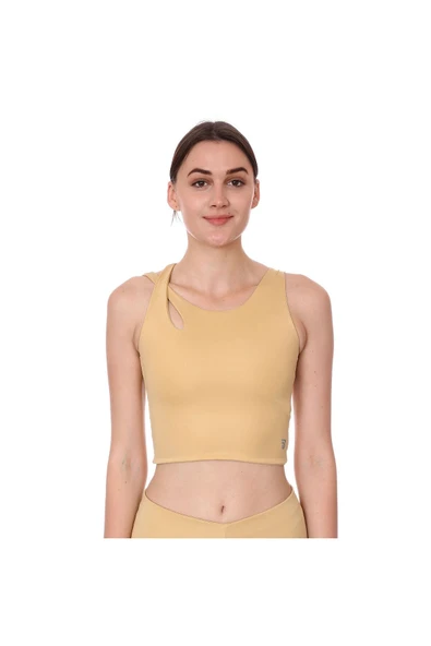Sportive Spo-Assymetric Crop Kadın Bej Günlük Stil Sporcu Sütyeni 712102-BEJ ürün görseli 1
