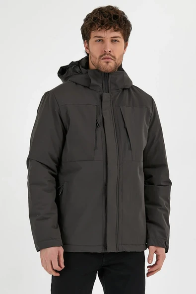 Erkek H Winter Jacket M - Antrasit - Resim 3