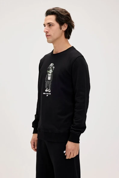 Bad Bear Gator Siyah Erkek Baskılı Sweatshirt - Resim 3