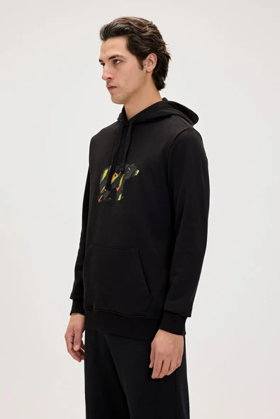 Bad Bear Mono Siyah Erkek Kapüşonlu Sweatshirt - Resim 5