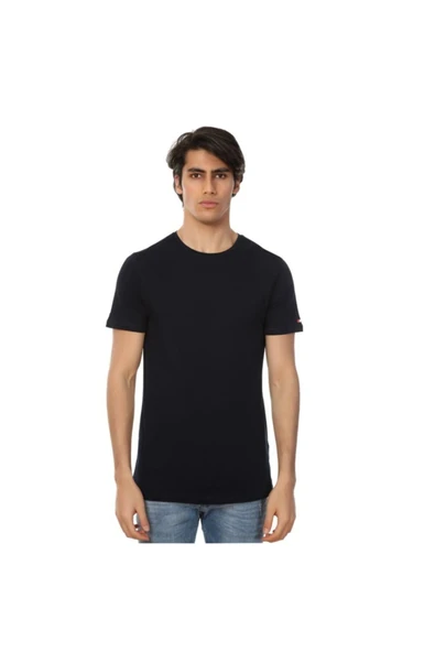 John Frank Erkek Lacivert Basic T-shirt - Resim 2
