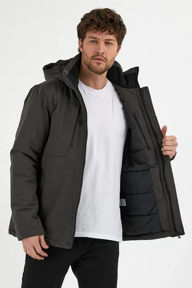 Erkek H Winter Jacket M - Antrasit - Resim 2