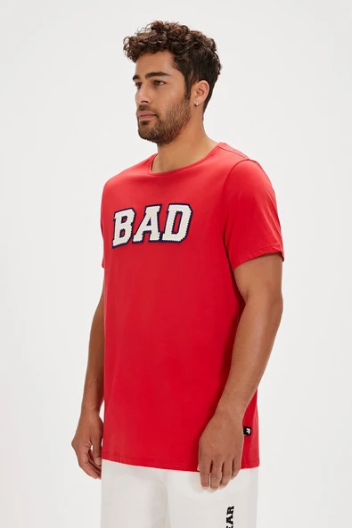 Bad bear Felt Erkek T-shirt Kırmızı - Resim 2